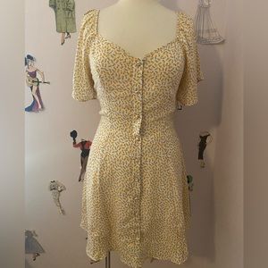 Yellow floral Tea Dress Sz L